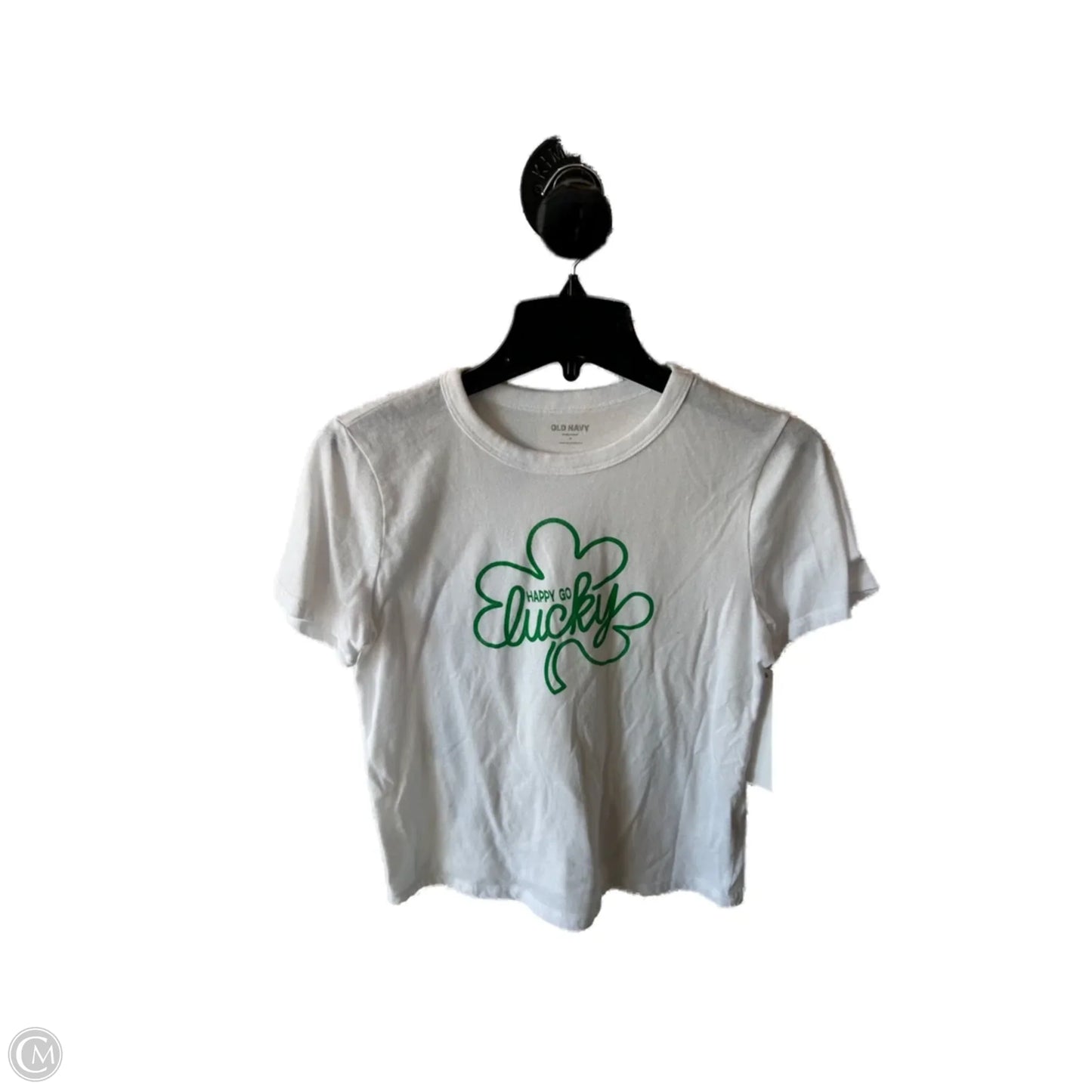 Top Short Sleeve Basic By Old Navy In Green & White, Size: S