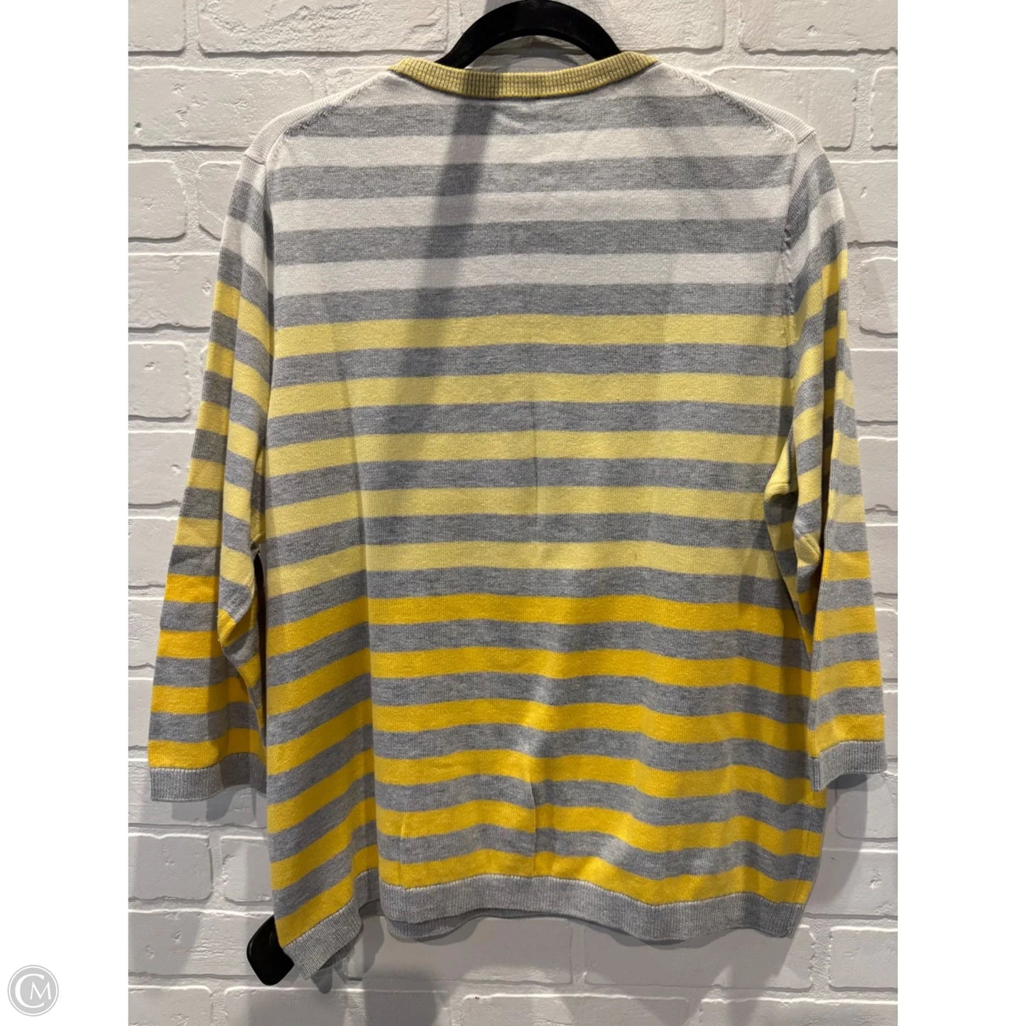 Sweater By Talbots In Grey & Yellow, Size: Xlp