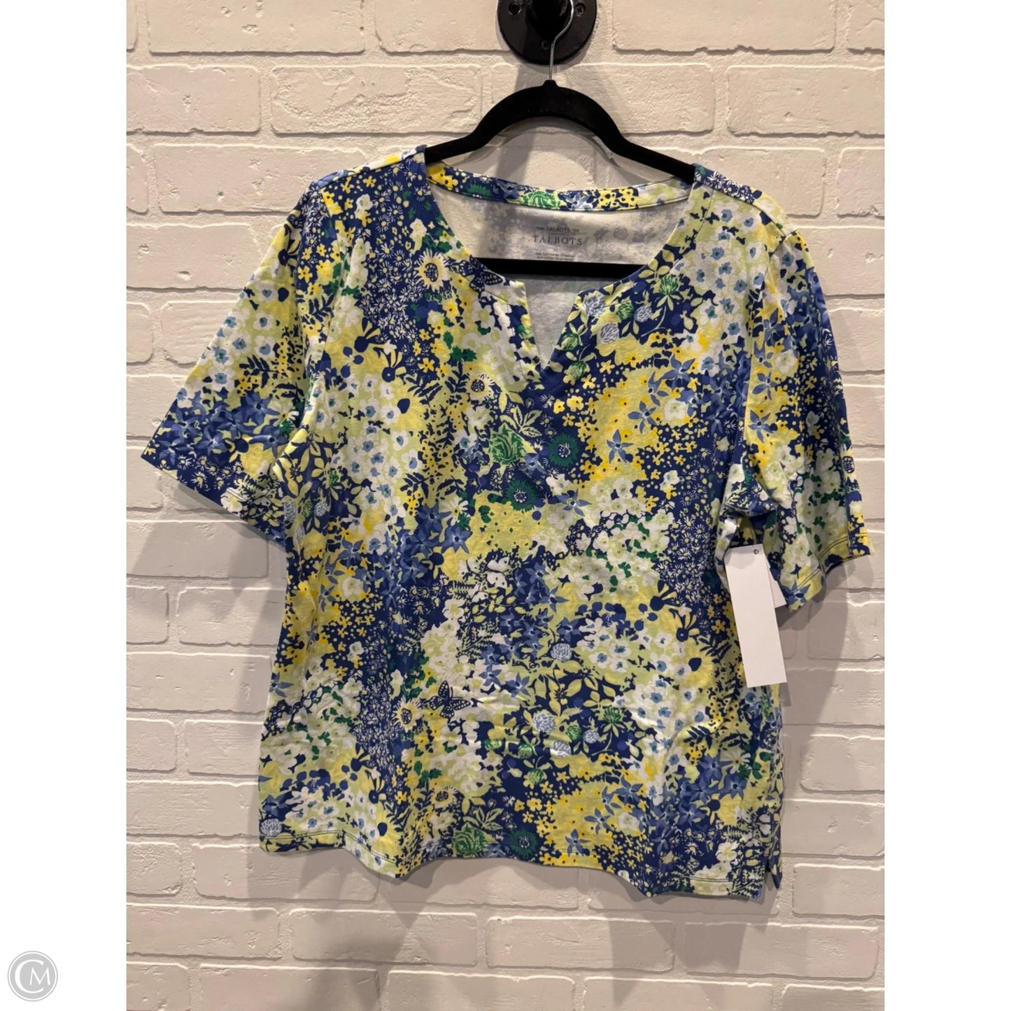 Top Short Sleeve By Talbots In Blue & Yellow, Size: Xl