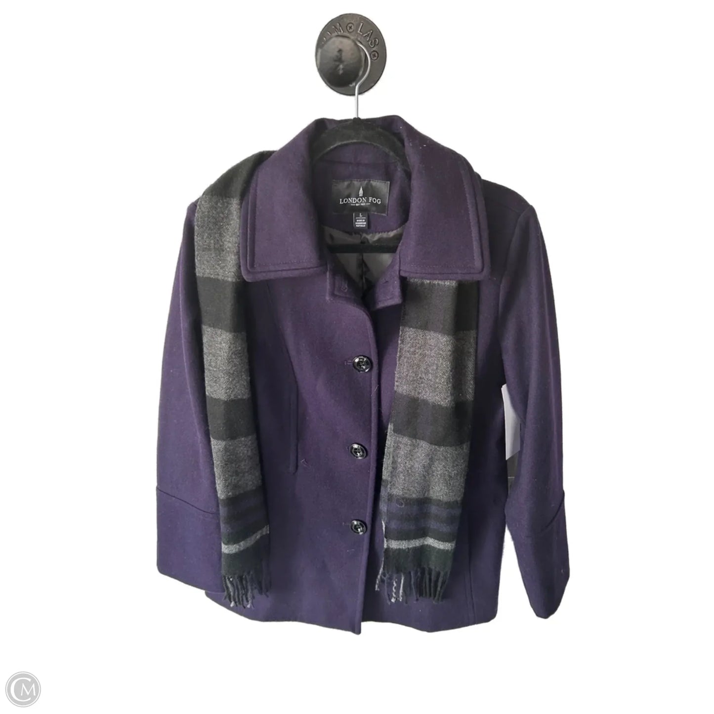 Coat Wool By London Fog In Purple, Size: L