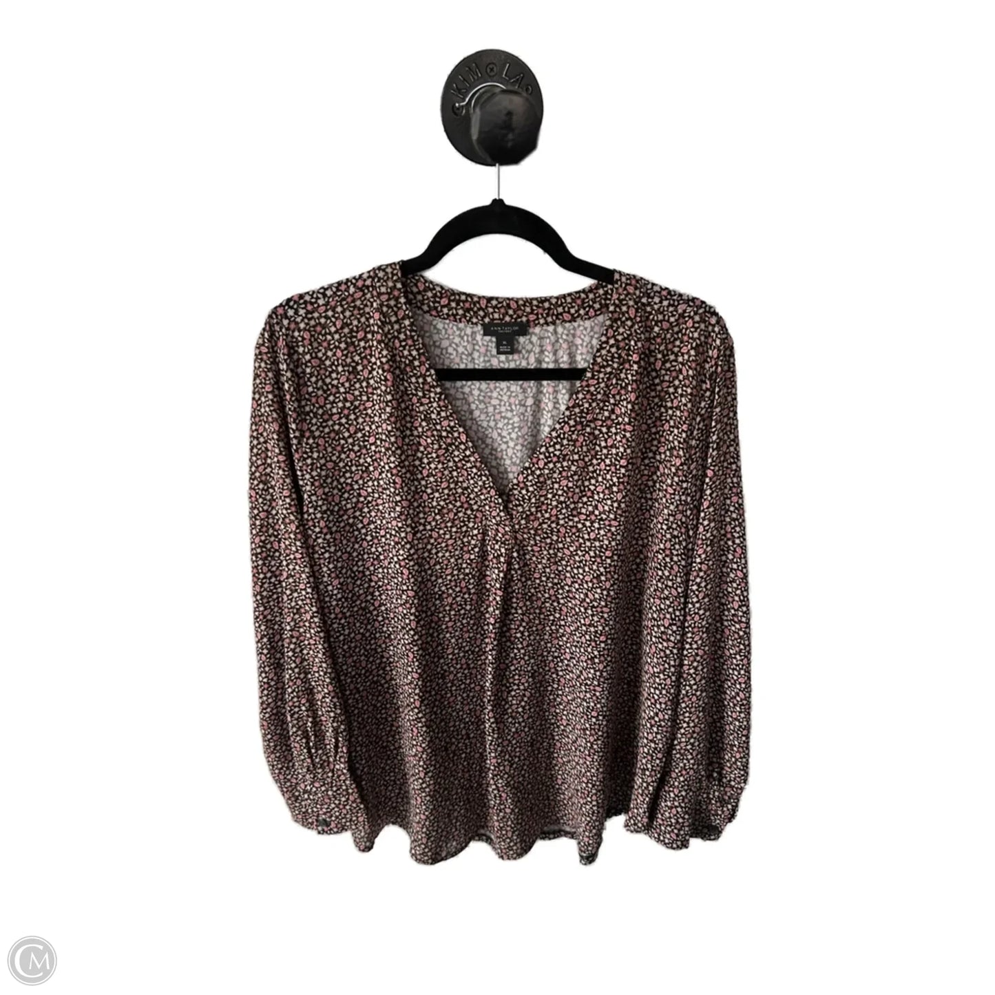 Top Long Sleeve By Ann Taylor In Black & Tan, Size: Xl
