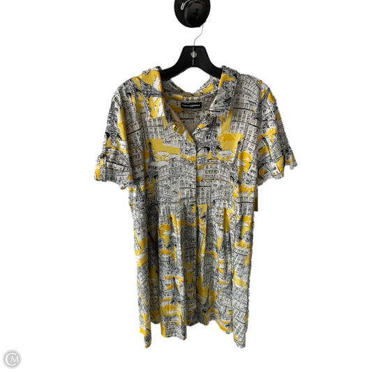 Dress Designer By Karl Lagerfeld In White & Yellow, Size: Xl
