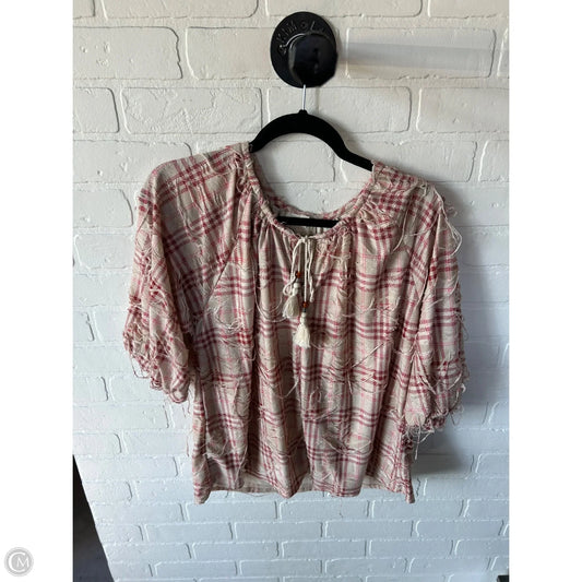 Top 3/4 Sleeve By Easel In Red & Tan, Size: S