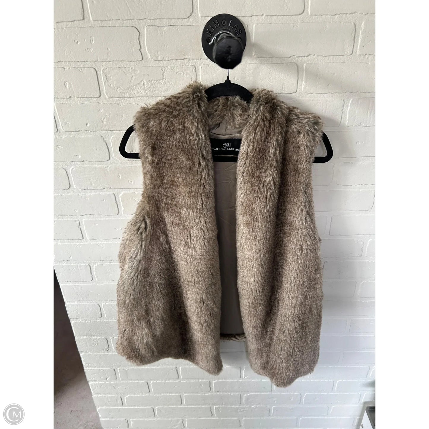 Vest Faux Fur & Sherpa By Tart In Brown & Grey, Size: L