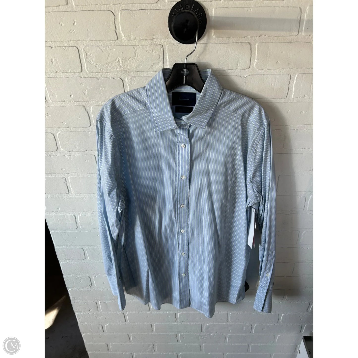 Top Long Sleeve Designer By Facconnable In Blue & Green, Size: L