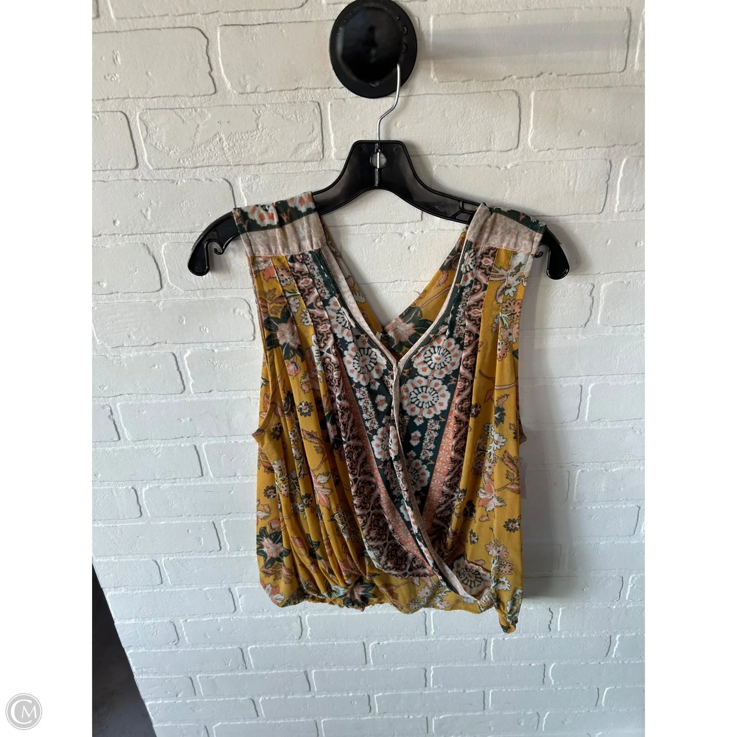 Top Sleeveless By Free People In Green & Yellow, Size: M