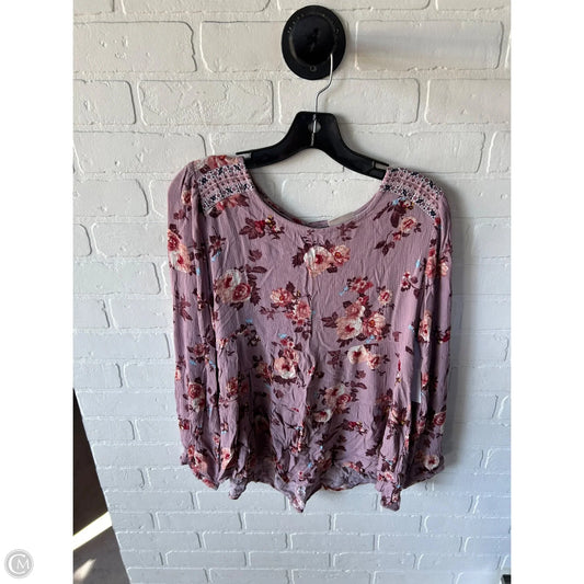 Top Long Sleeve By Knox Rose In Purple & Red, Size: M