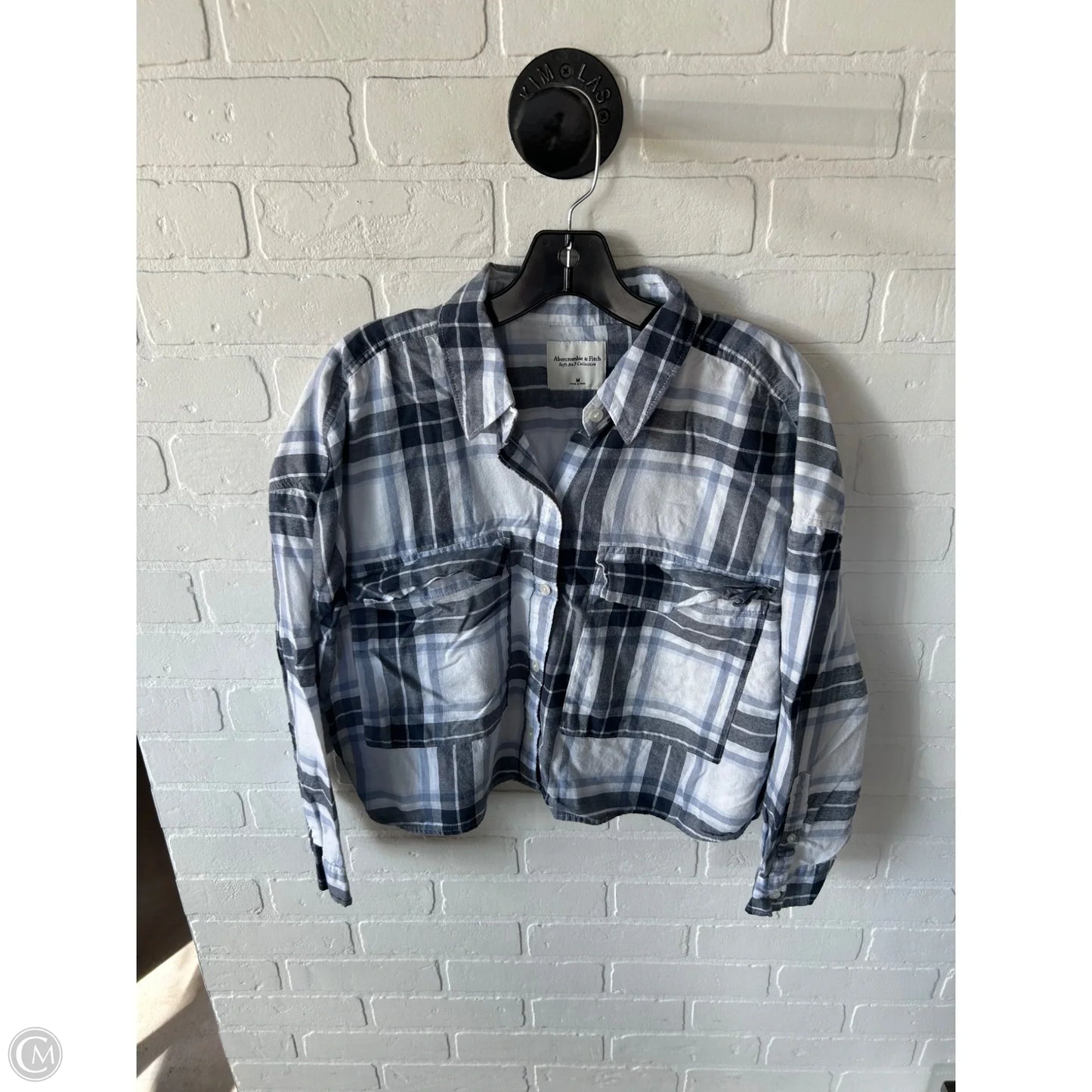 Top Long Sleeve By Abercrombie And Fitch In Blue & White, Size: M