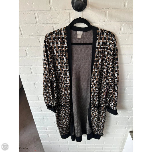 Sweater Cardigan By Chicos In Black & Brown, Size: Xl