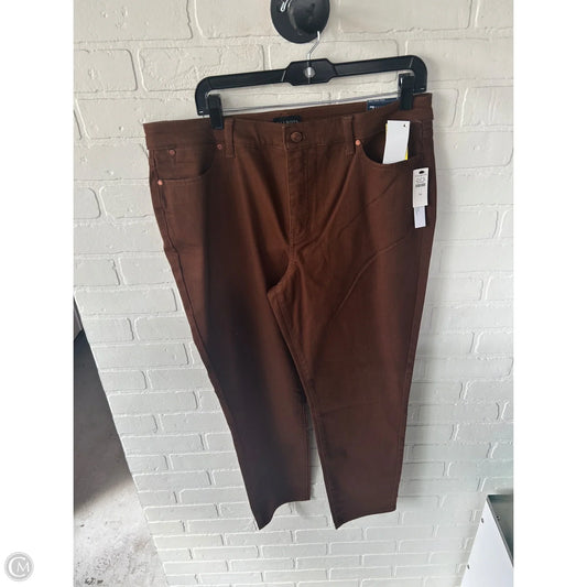 Jeans Straight By Talbots In Brown Denim, Size: 14