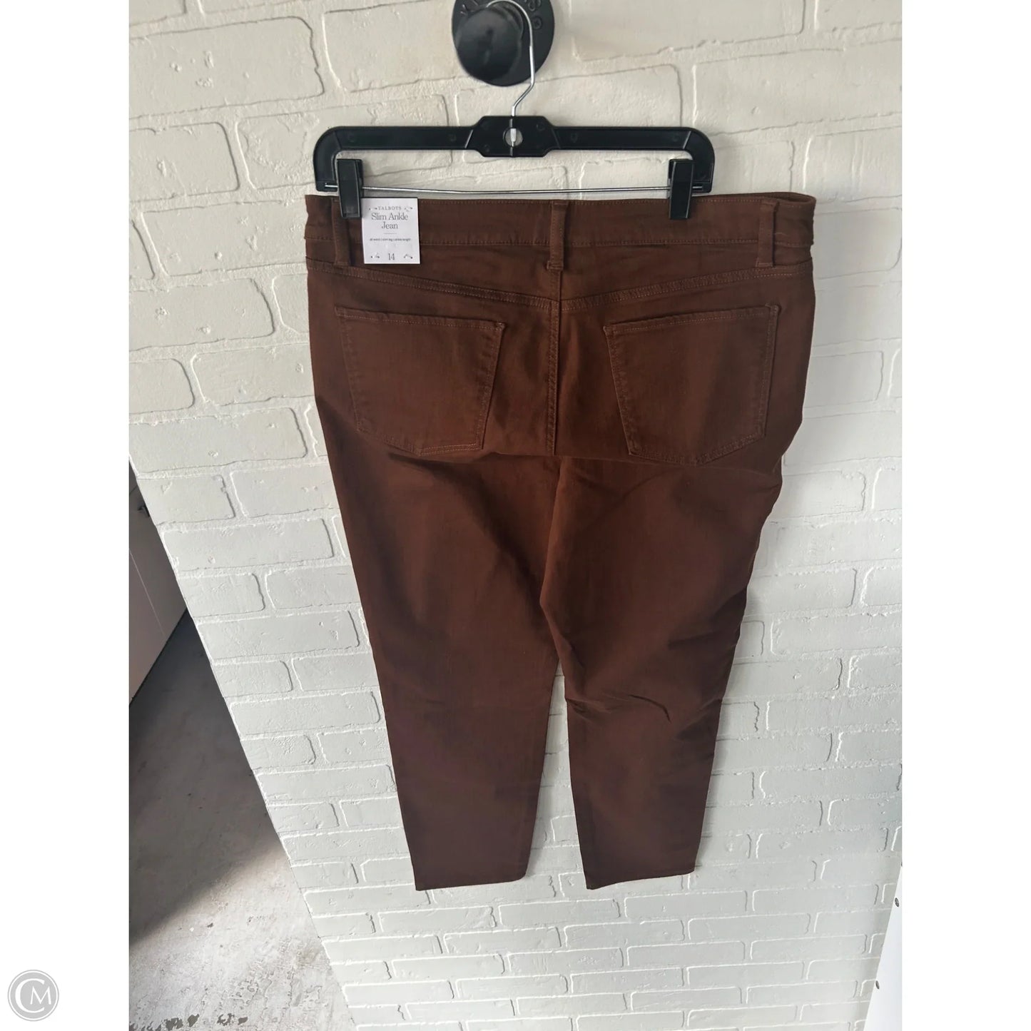Jeans Straight By Talbots In Brown Denim, Size: 14