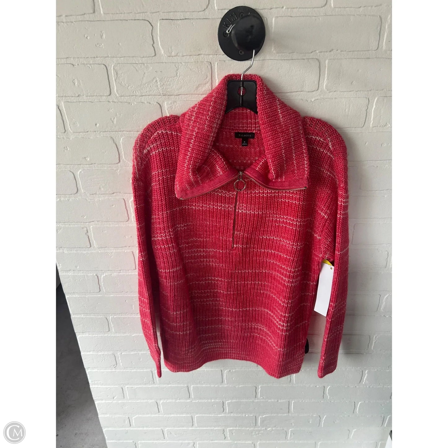 Sweater By Talbots In Orange & White, Size: M