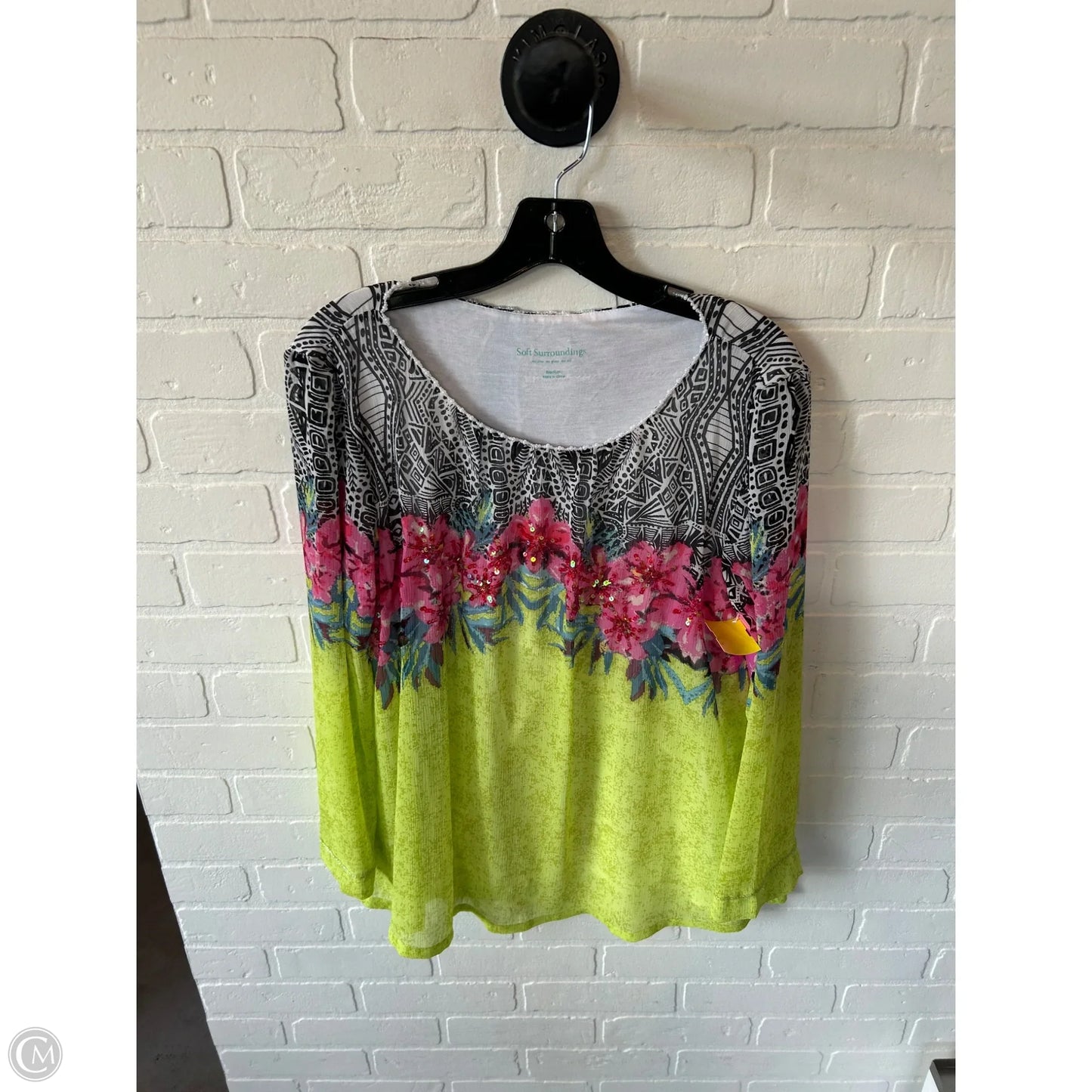 Top Long Sleeve By Soft Surroundings In Green & Pink, Size: M