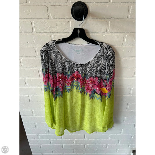 Top Long Sleeve By Soft Surroundings In Green & Pink, Size: M