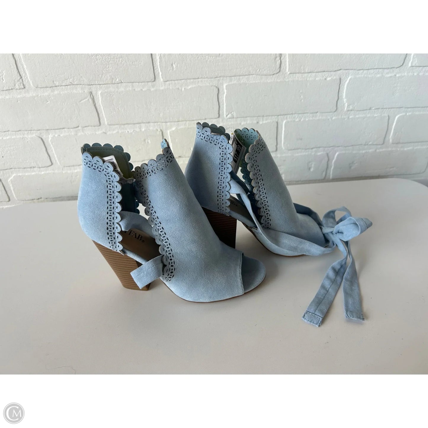 Sandals Heels Block By Just Fab In Blue, Size: 6