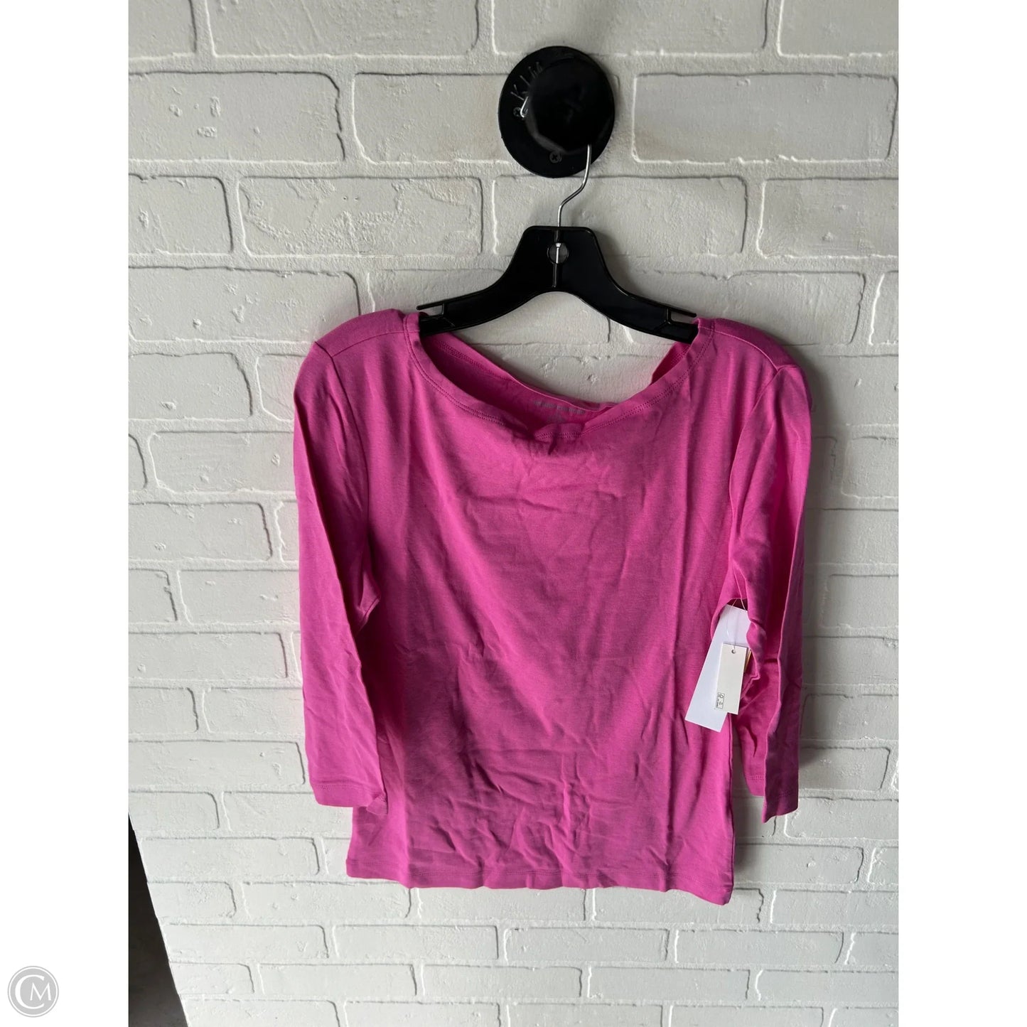 Top 3/4 Sleeve Basic By Amazon Essentials In Pink, Size: L