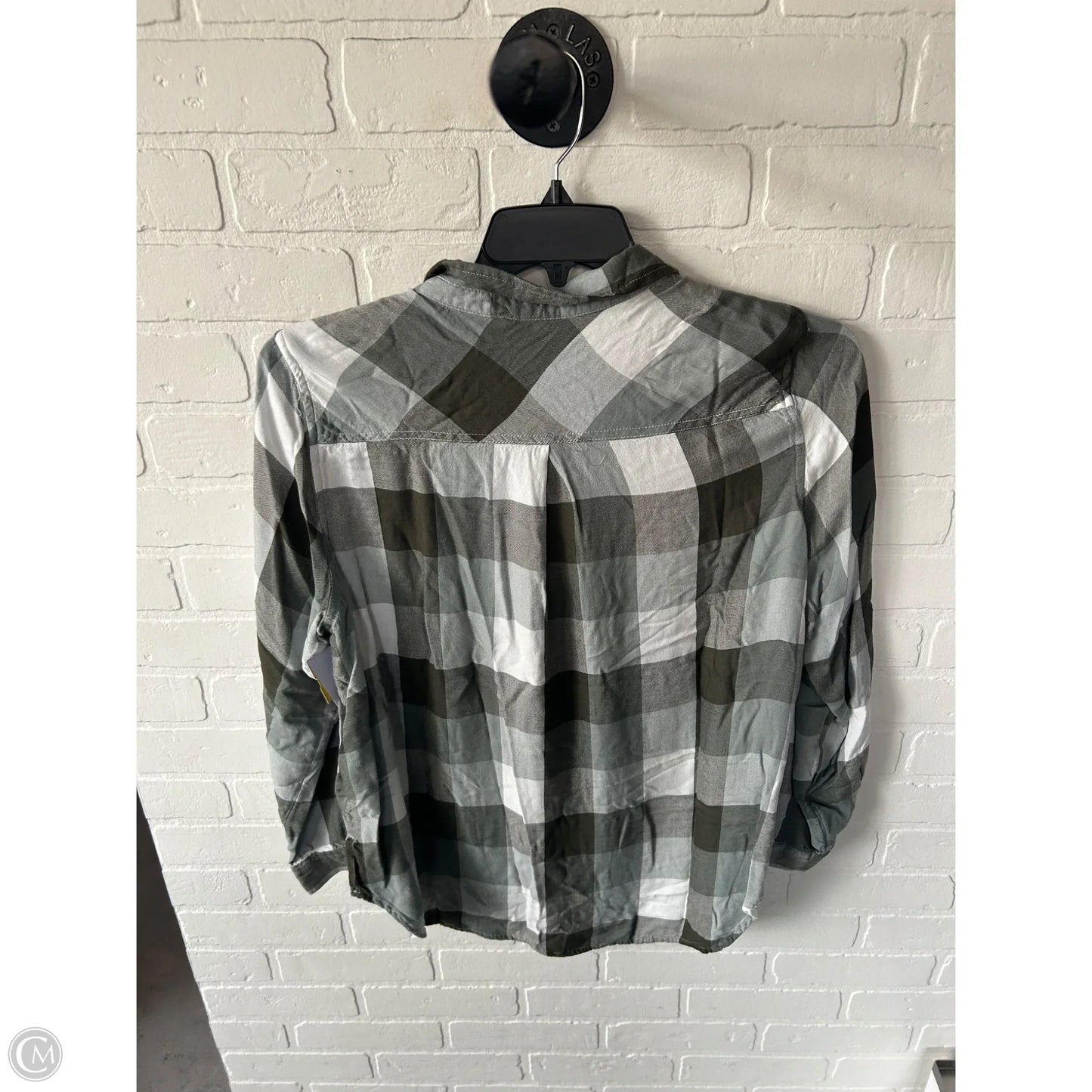 Top Long Sleeve By Terra & Sky In Green & White, Size: Xl