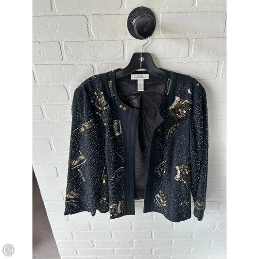 Blazer By Chicos In Black & Gold, Size: L
