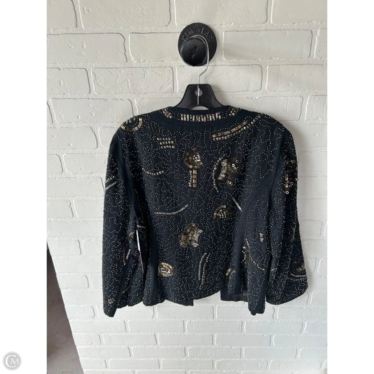 Blazer By Chicos In Black & Gold, Size: L