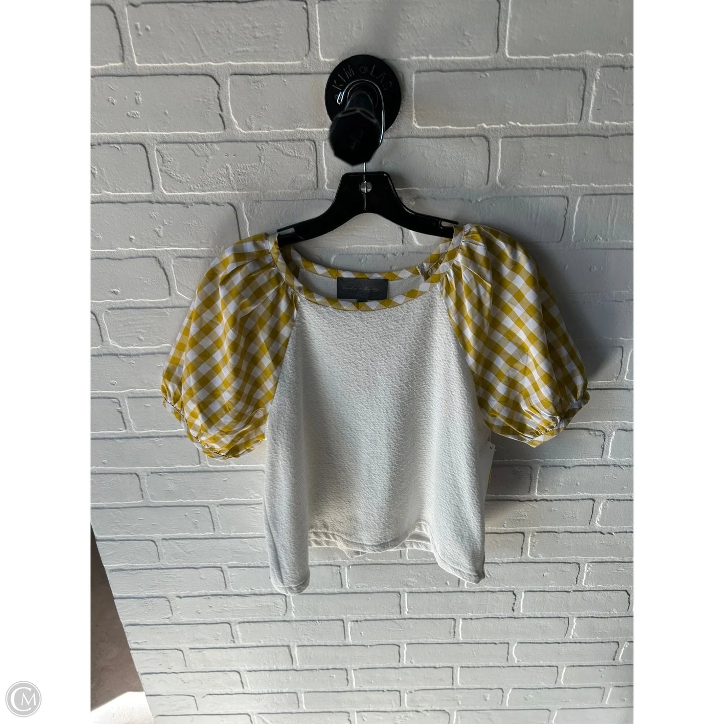 Top Short Sleeve By Sunday In Brooklyn In White & Yellow, Size: S