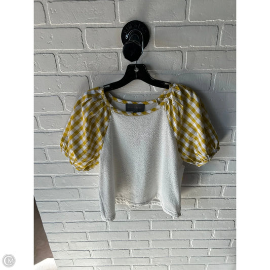 Top Short Sleeve By Sunday In Brooklyn In White & Yellow, Size: S