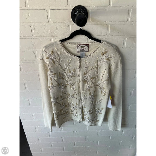 Sweater Cardigan By Tiara In Cream, Size: M