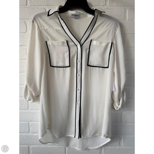 Blouse Long Sleeve By Express In Black & White, Size: M