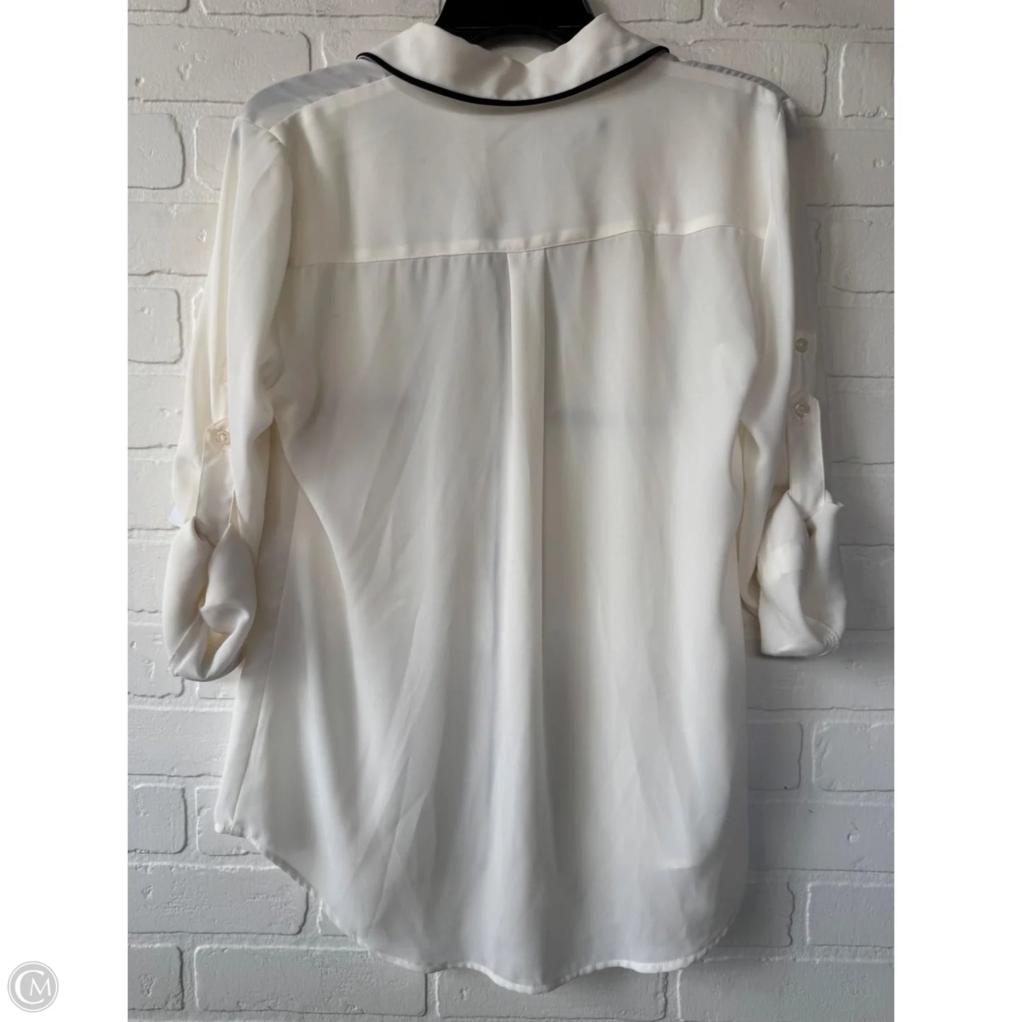 Blouse Long Sleeve By Express In Black & White, Size: M