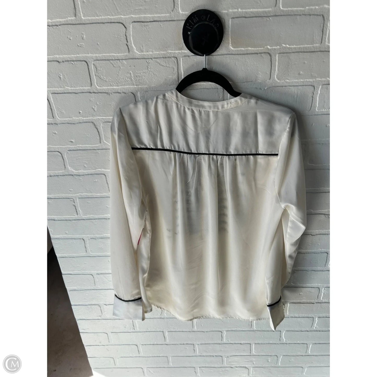 Blouse Long Sleeve By Lucky Brand In Black & Cream, Size: M