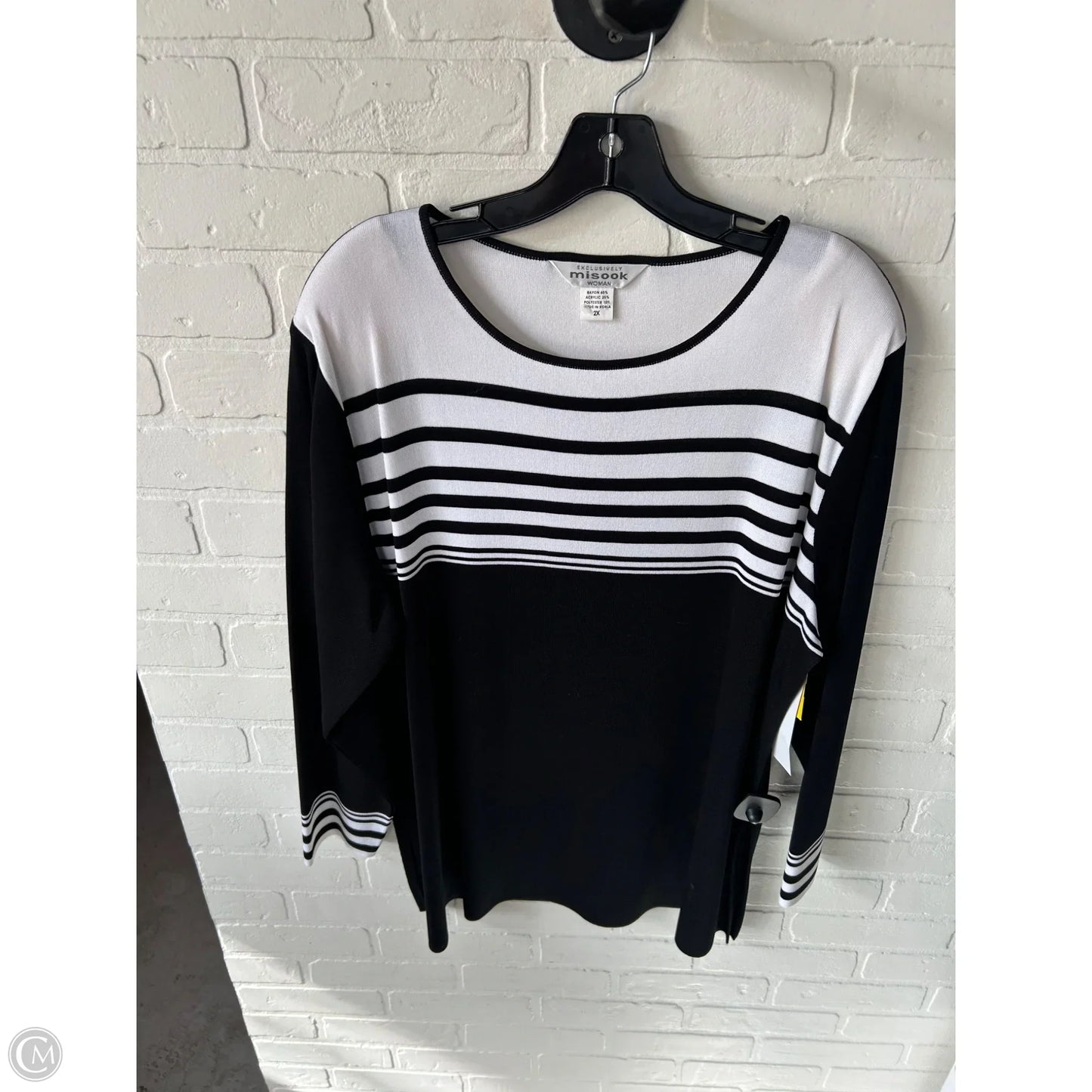 Sweater By Misook In Black & White, Size: 2x