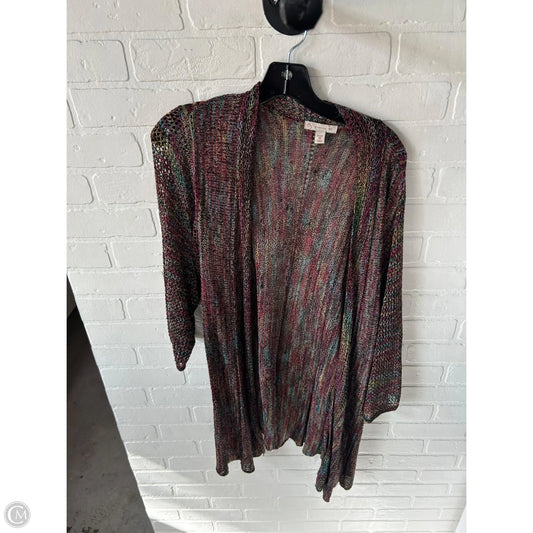 Cardigan By Dressbarn In Black & Pink, Size: 3x