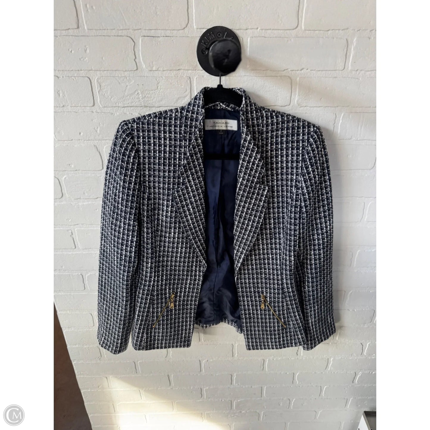 Blazer By Tahari In Blue & White, Size: Xs