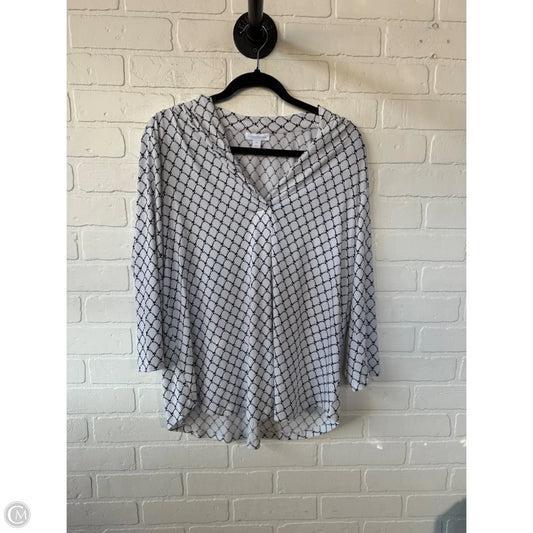 Top 3/4 Sleeve By Charter Club In Black & White, Size: Xlp