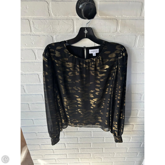 Top Long Sleeve By Evereve In Black & Gold, Size: Xs