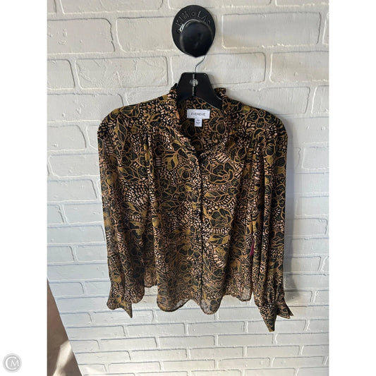 Top Long Sleeve By Evereve In Black & Gold, Size: Xs
