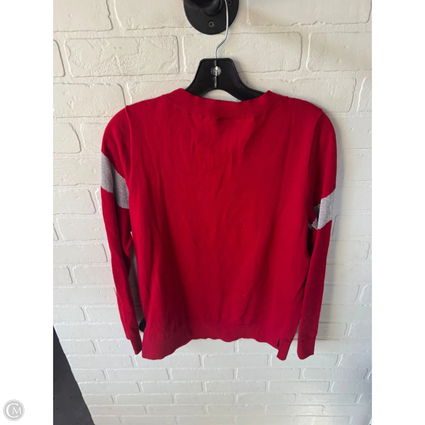 Sweater By Loft In Red & Silver, Size: M
