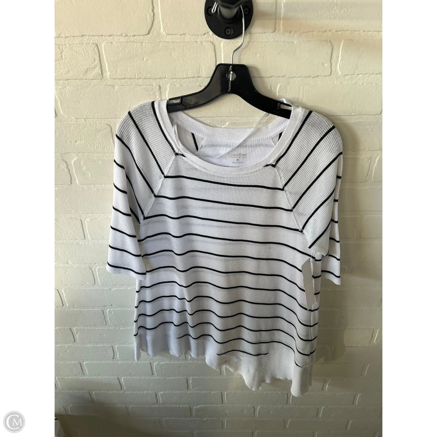 Top Short Sleeve By Calvin Klein Performance In Black & White, Size: M