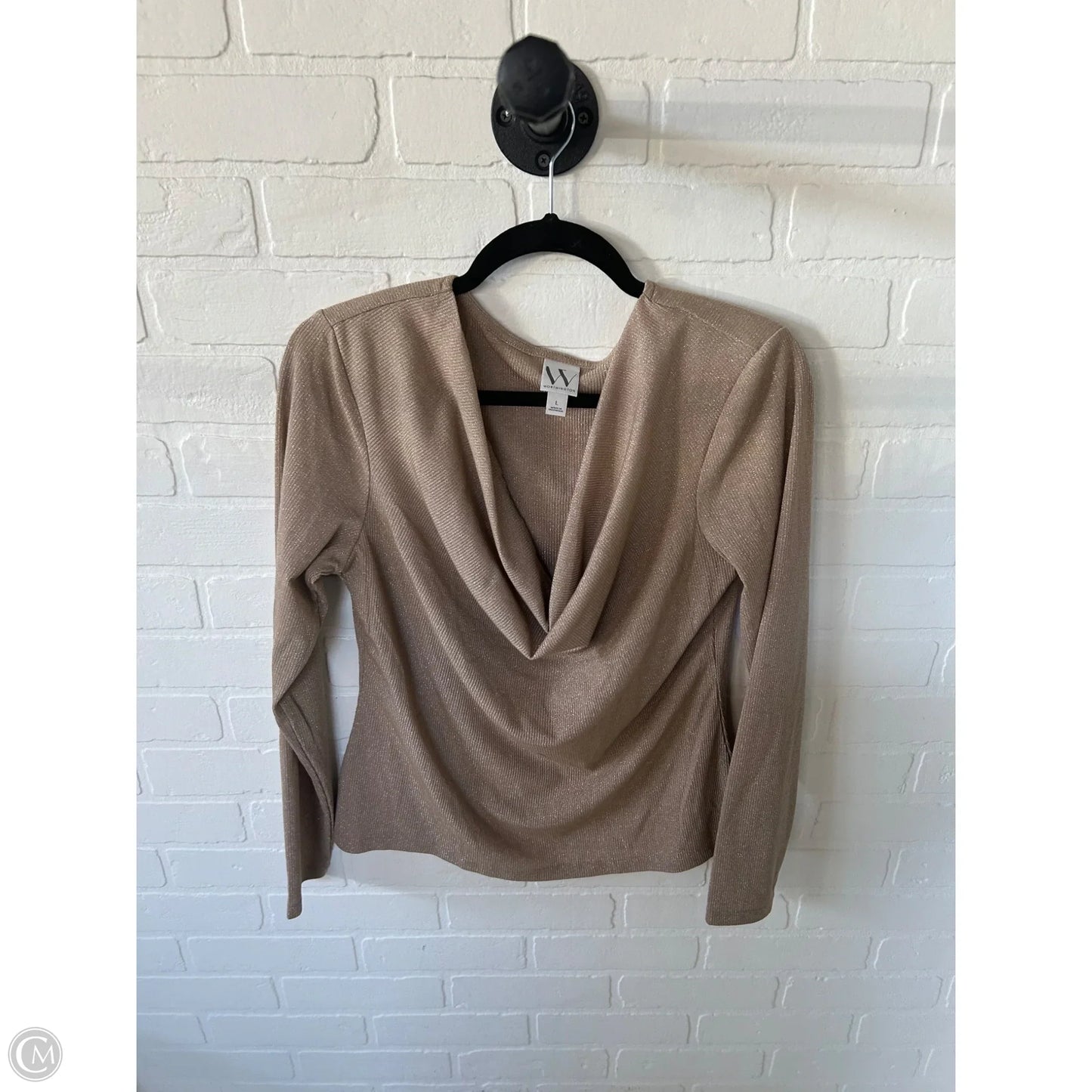 Top Long Sleeve By Worthington In Gold, Size: L