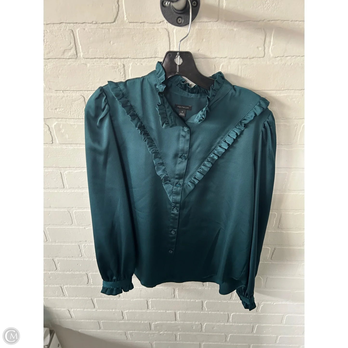 Top Long Sleeve By Ann Taylor In Green, Size: M