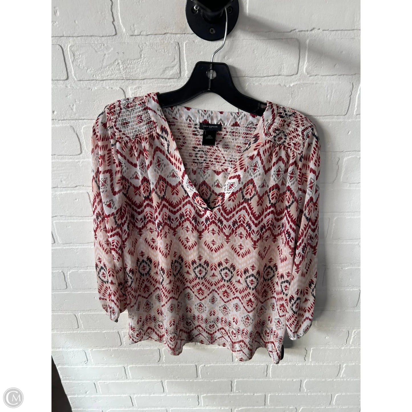 Top 3/4 Sleeve By Ann Taylor In Red & White, Size: Xs