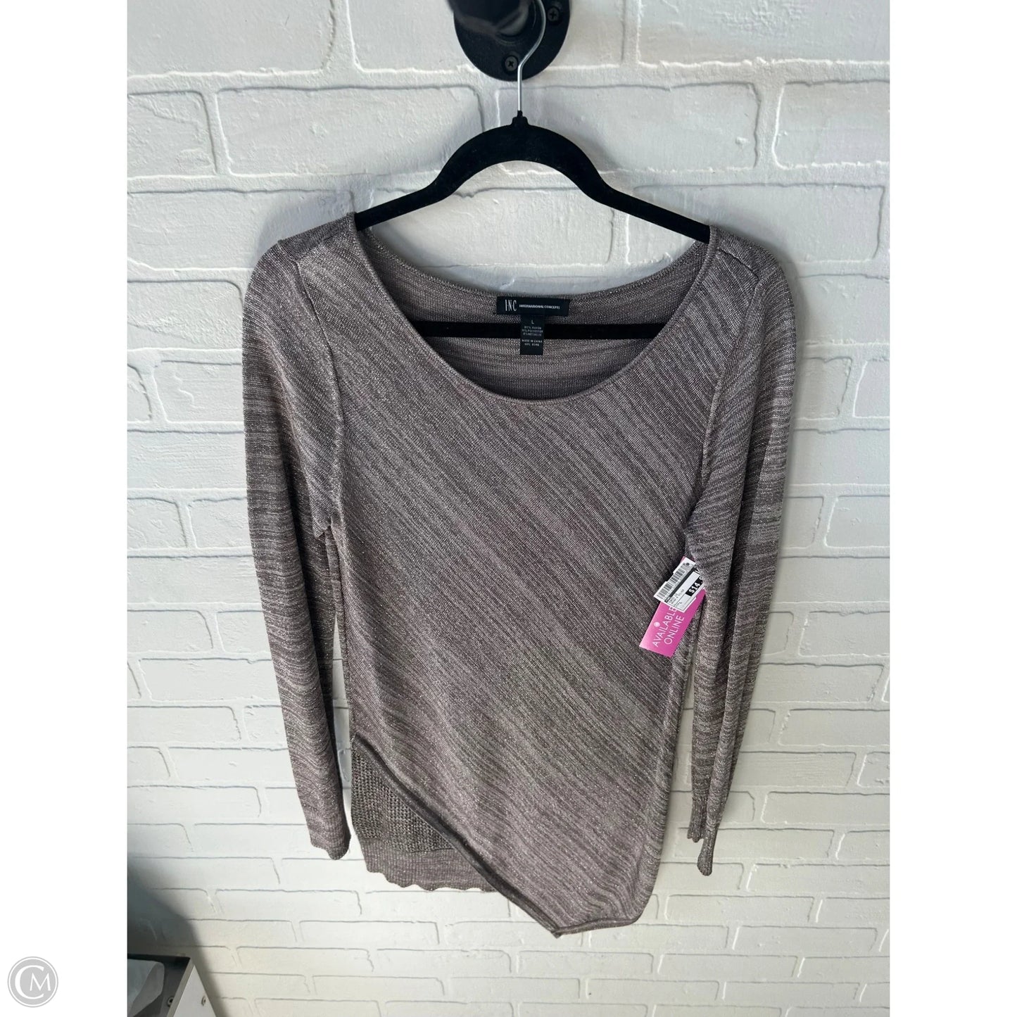 Tunic Long Sleeve By Inc In Brown & Silver, Size: L
