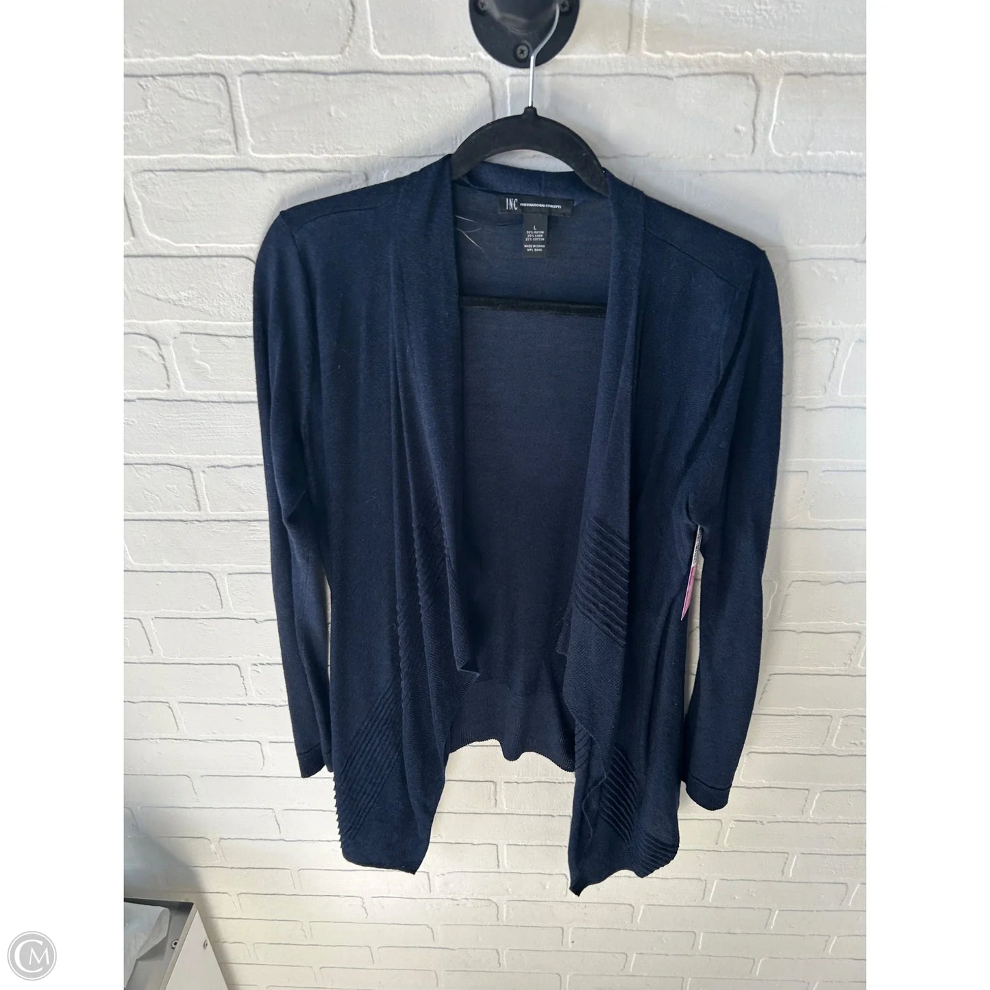 Sweater Cardigan By Inc In Navy, Size: L