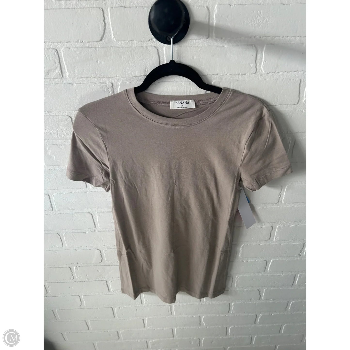 Top Short Sleeve Basic By Zenana In Tan, Size: M