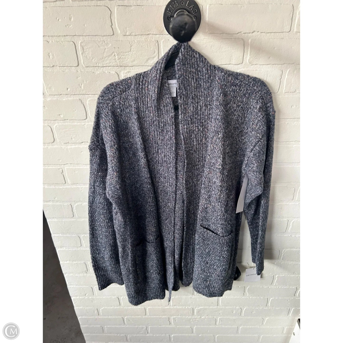 Sweater Cardigan By Liz Claiborne In Blue, Size: L