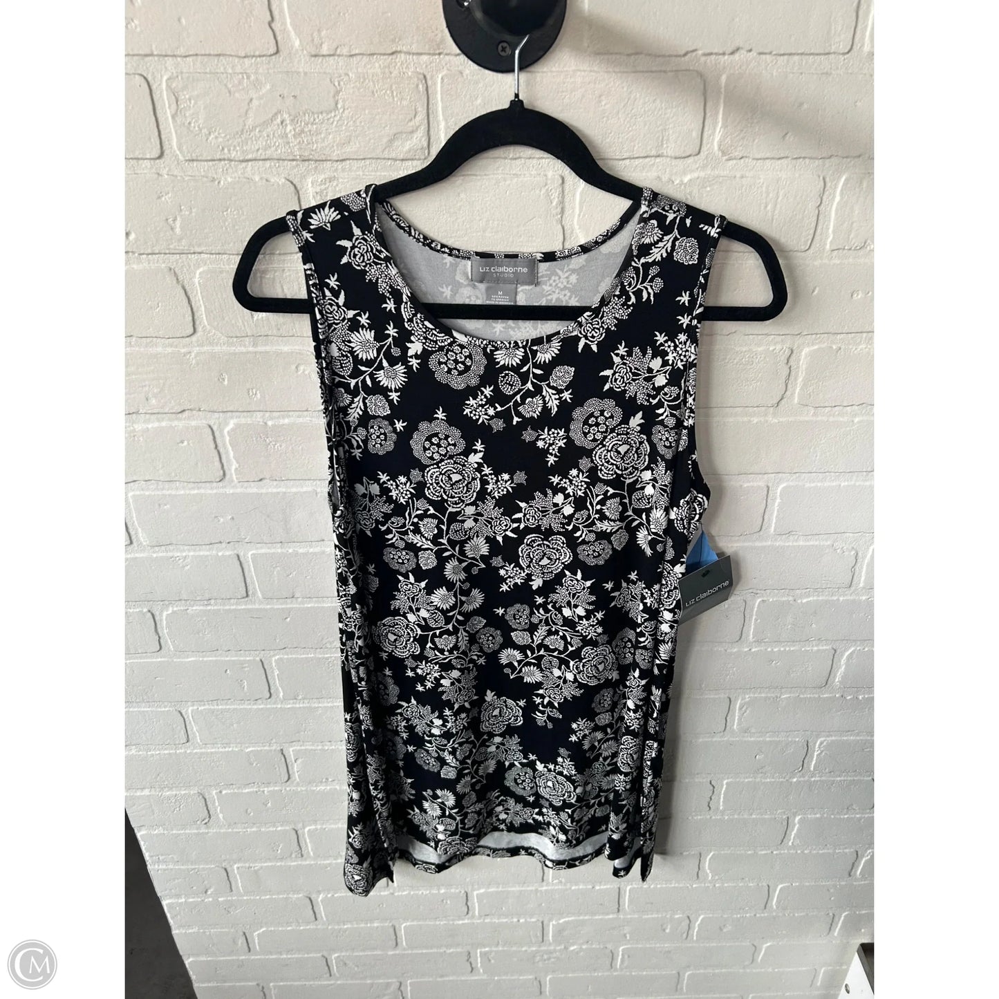 Top Sleeveless By Liz Claiborne In Black & White, Size: M