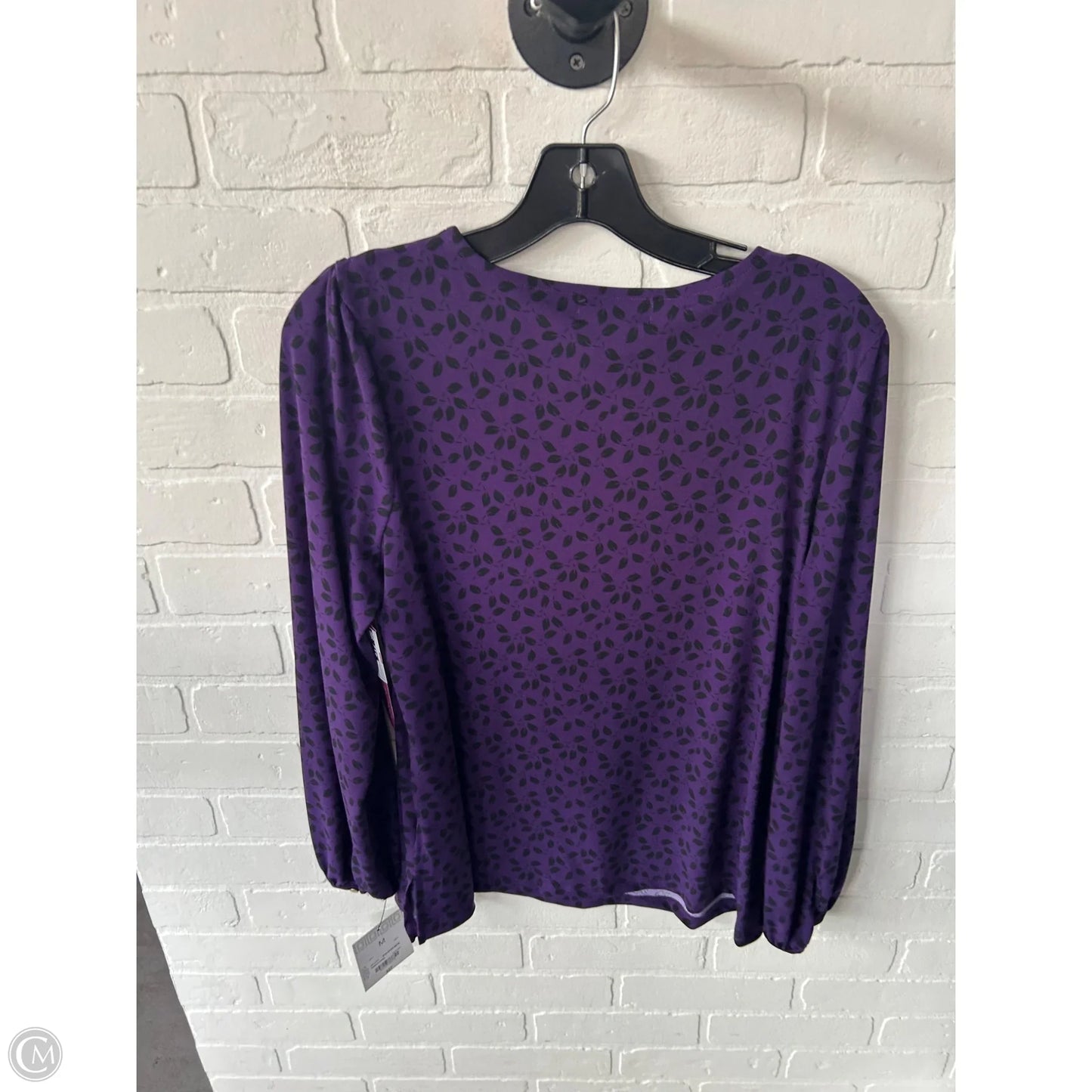 Top Long Sleeve By Liz Claiborne In Black & Purple, Size: M