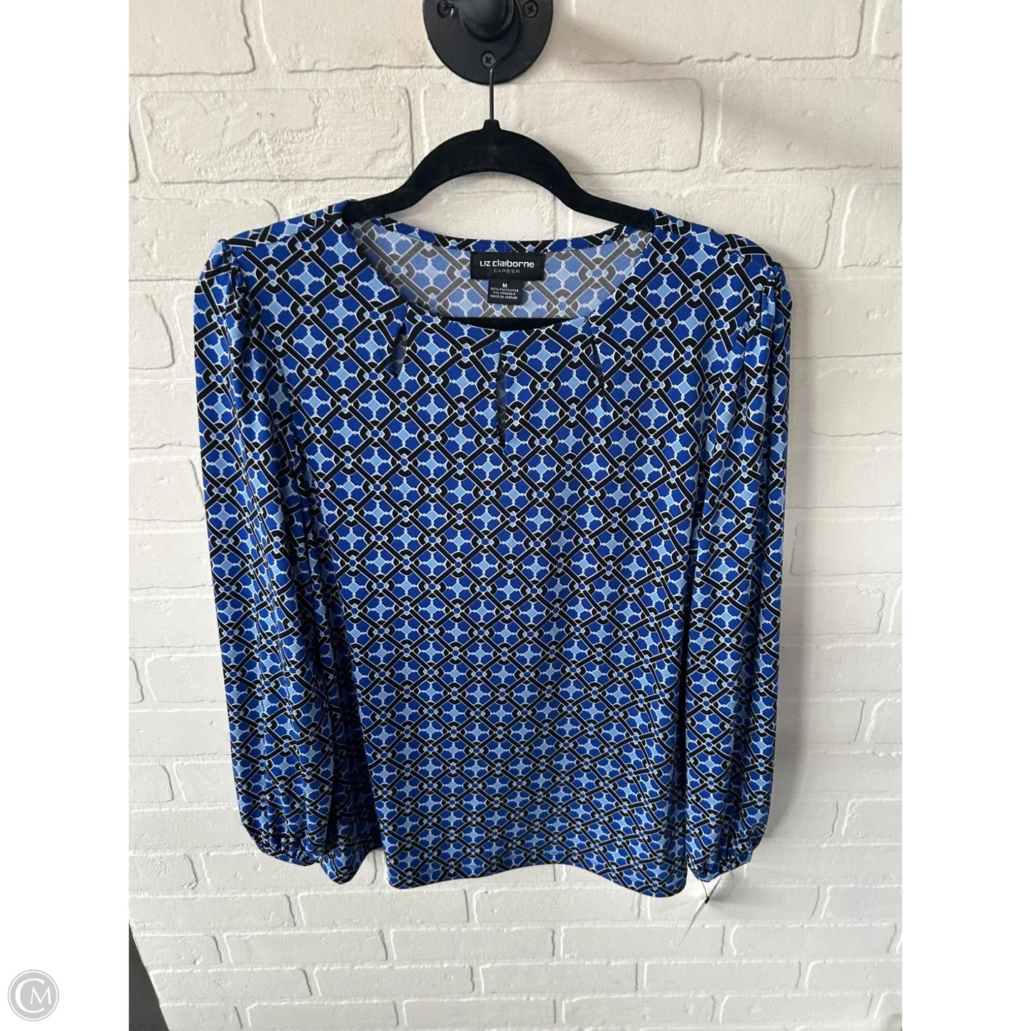 Top Long Sleeve By Liz Claiborne In Black & Blue, Size: M