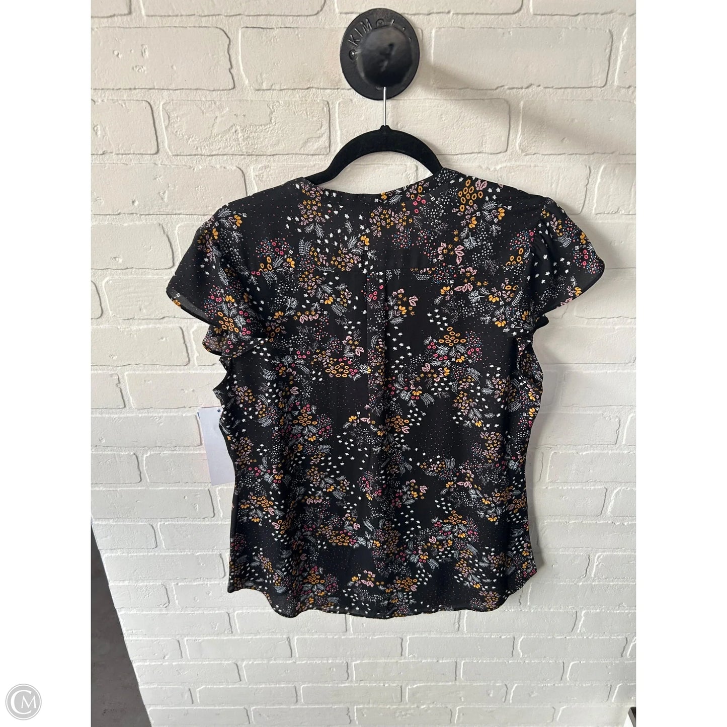 Top Sleeveless By Simply Styled In Black & Yellow, Size: L