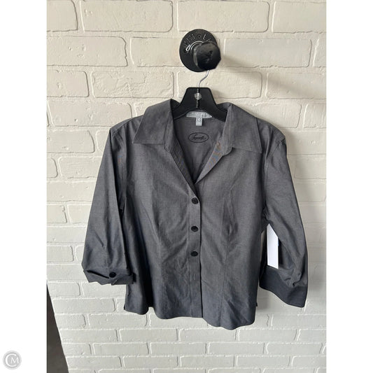 Blouse Long Sleeve By Foxcroft In Grey, Size: M