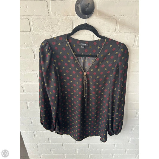 Blouse Long Sleeve By Premise Studio In Black & Red, Size: M